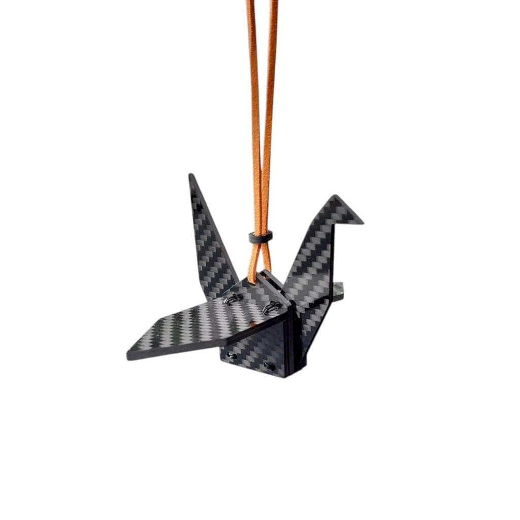 "Eternal Flight" Carbon Fiber Origami Crane Car Charm - ELVVV